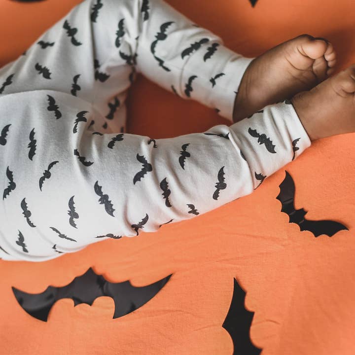 Bats on Ivory | Baby Halloween Slim Jogger Pants for wholesale by Cuddle Sleep Dream