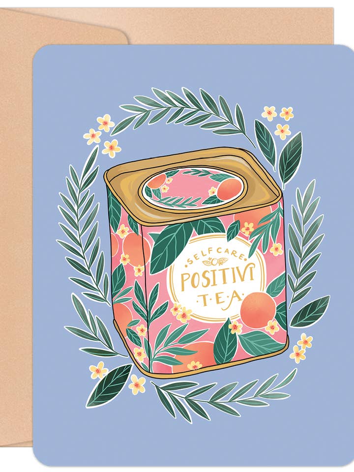 Positivi-tea Leaf Pattern Tea Tin Get Well Card for wholesale by Willow & Ivy Press