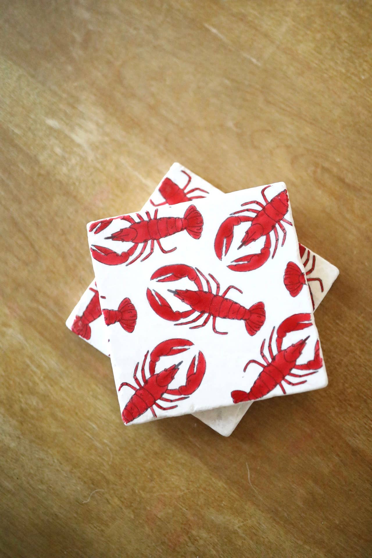 Lace, Grace & Peonies Marble Coasters - Vente Sous-verre - Sous-verre nautique en marbre Lobster2