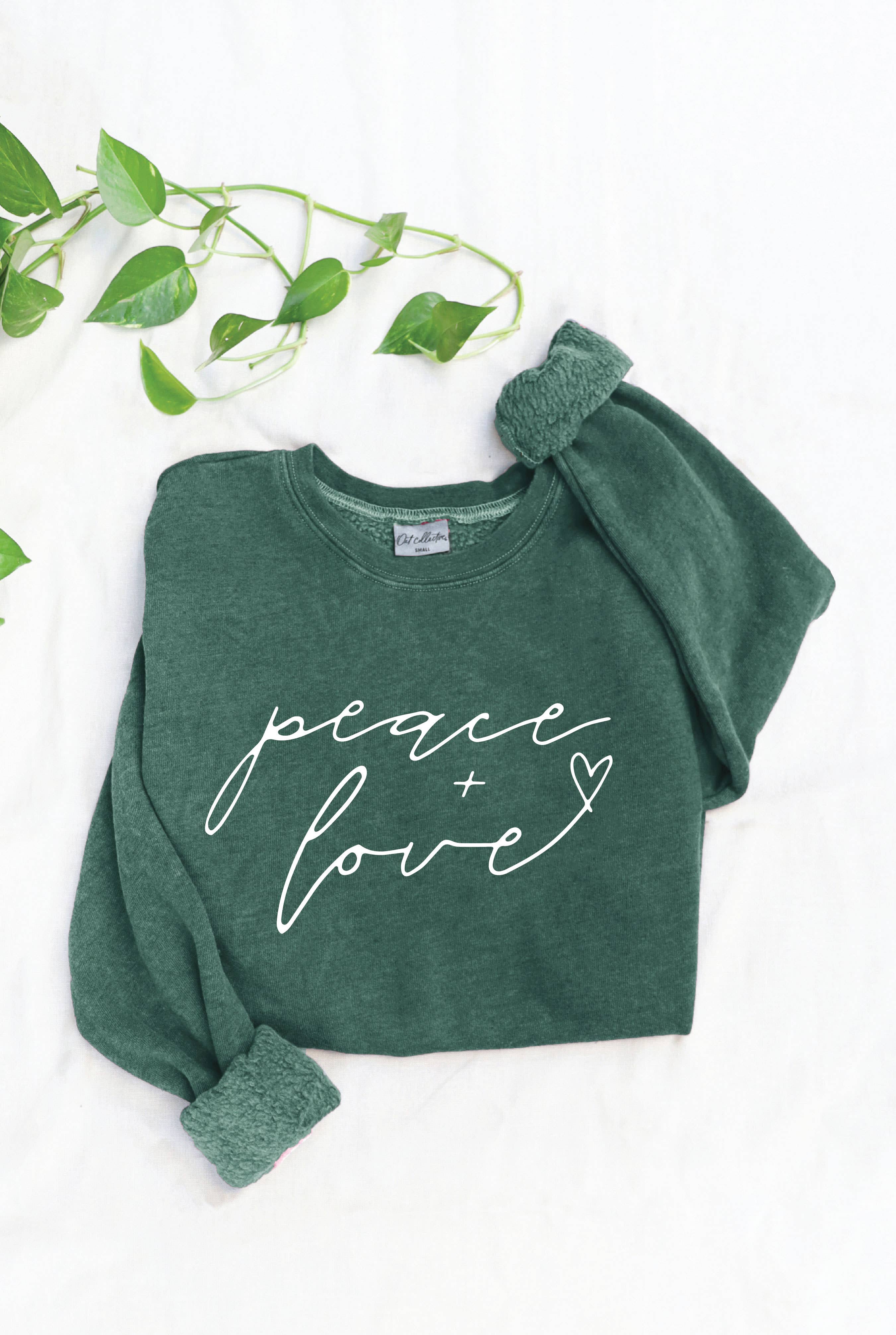 OAT COLLECTIVE – wholesale Sweatshirt med tryck - Dam – PEACE AND LOVE Mineralgrafisk tröja5
