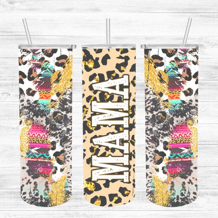 Cheetah and Aztec Mama Tumbler for wholesale by Loran And Company