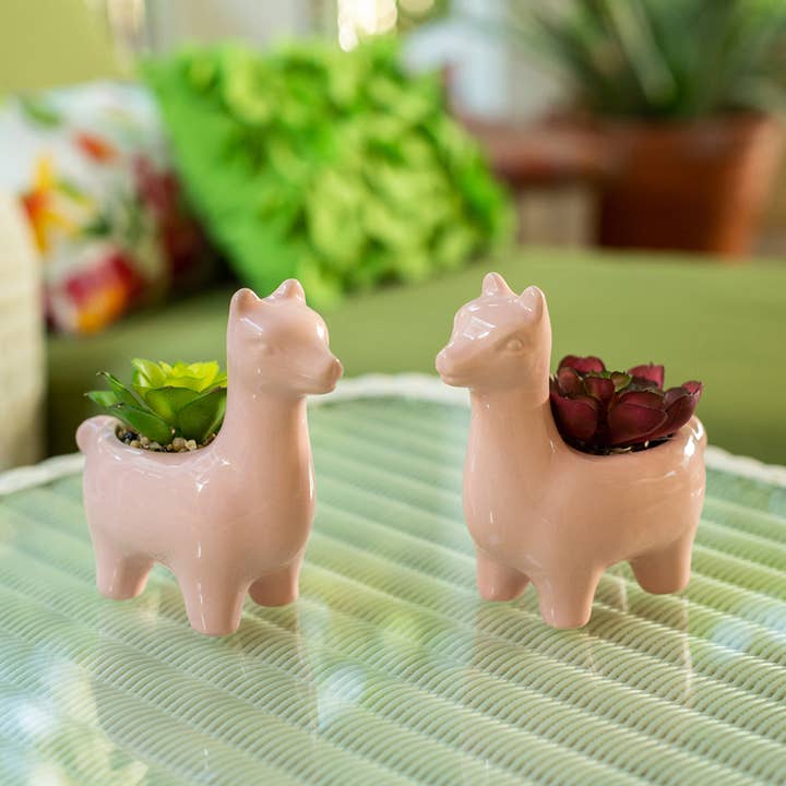 Flora Bunda Inc - Wholesale Plant Pot - Pink Ceramic Llama Plant Pot - Set of 23