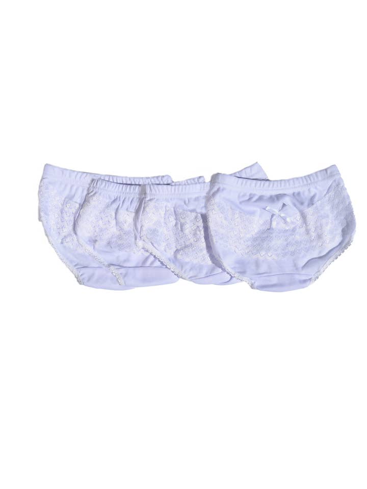 Kids White Laced Underwear (6 Pcs) for wholesale by LunaBerries