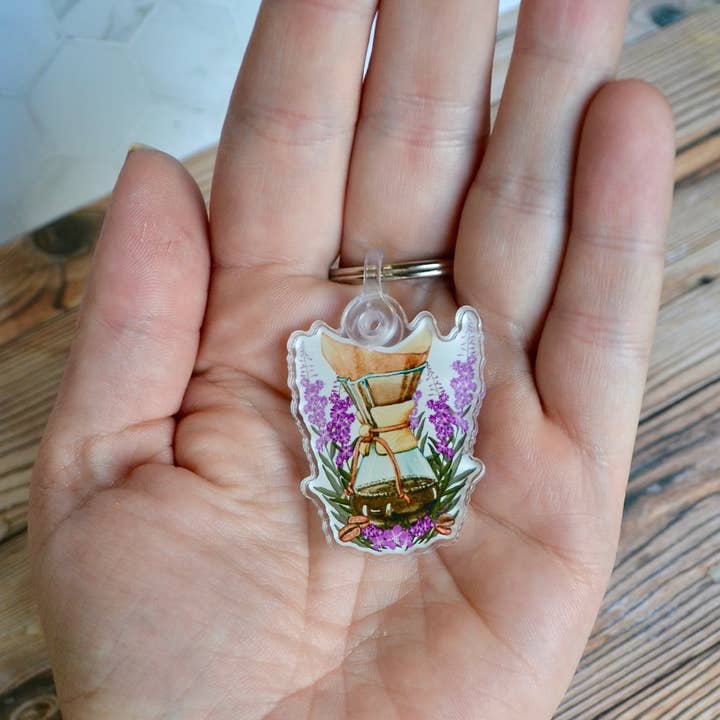 The Rooted Lupine - Wholesale Keychain - Unisex - Fireweed & Coffee Keychain1