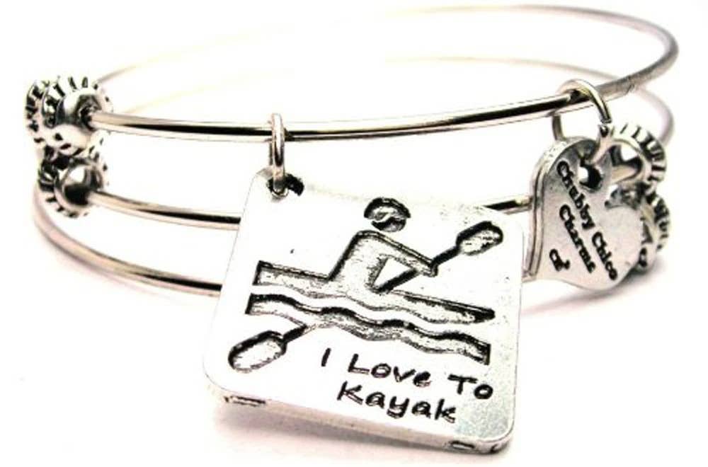 Chubby Chico Charms - Wholesale Bangle Bracelet - I Love To Kayak Triple Style Bangle Bracelet0