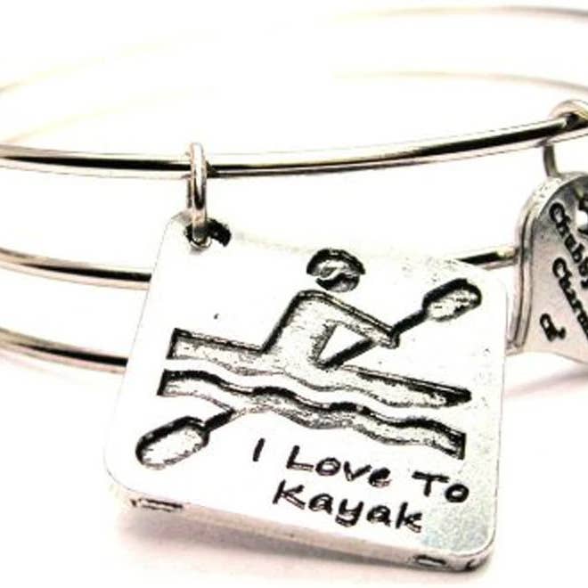 Chubby Chico Charms - Wholesale Bangle Bracelet - I Love To Kayak Triple Style Bangle Bracelet