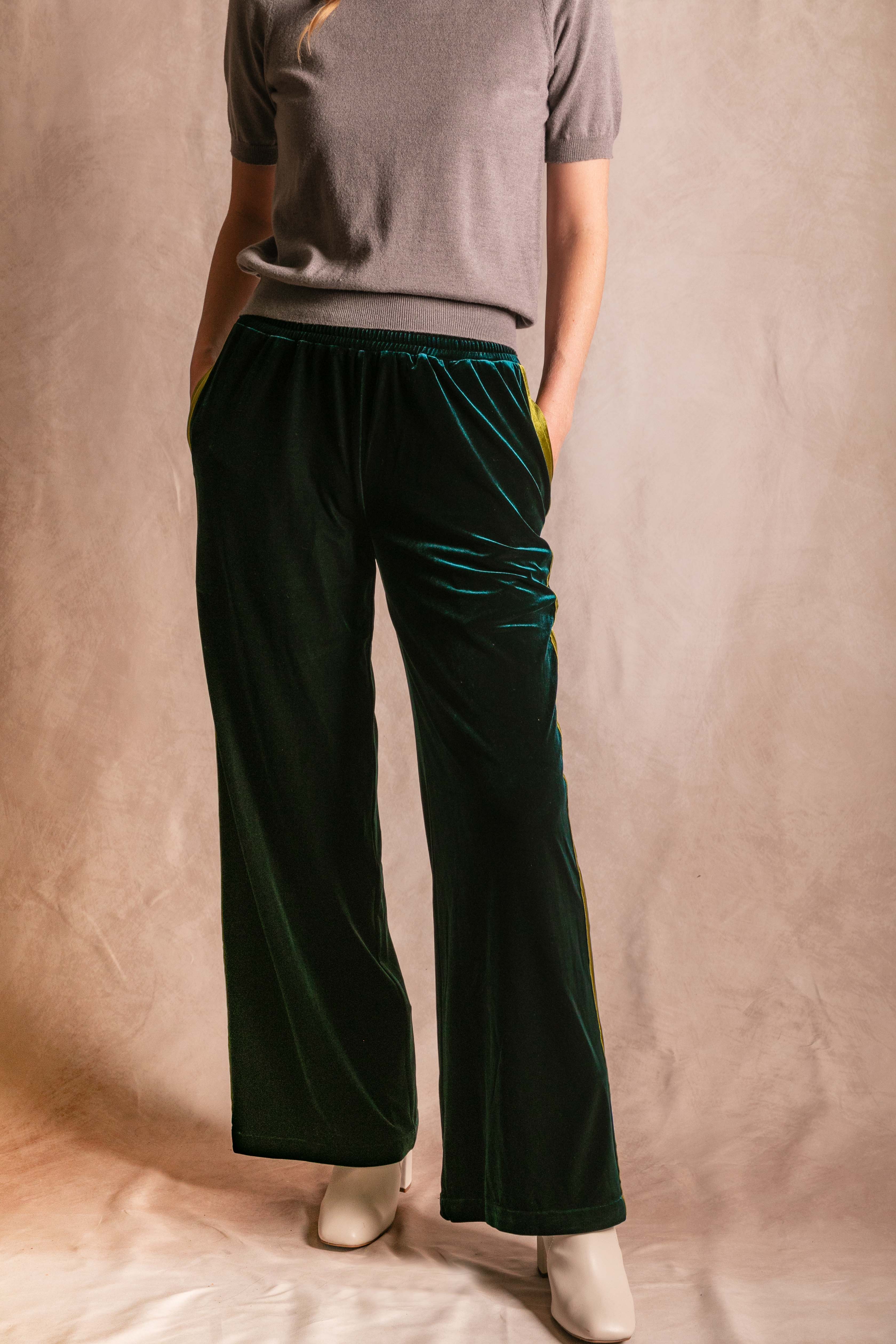 Before You Collection - Wholesale Pants - Women's - Velvet Contrast Side Stripe Wide Leg Pants11