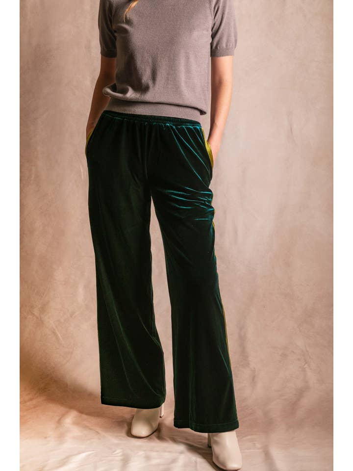 Before You Collection - Wholesale Pants - Women's - Velvet Contrast Side Stripe Wide Leg Pants11