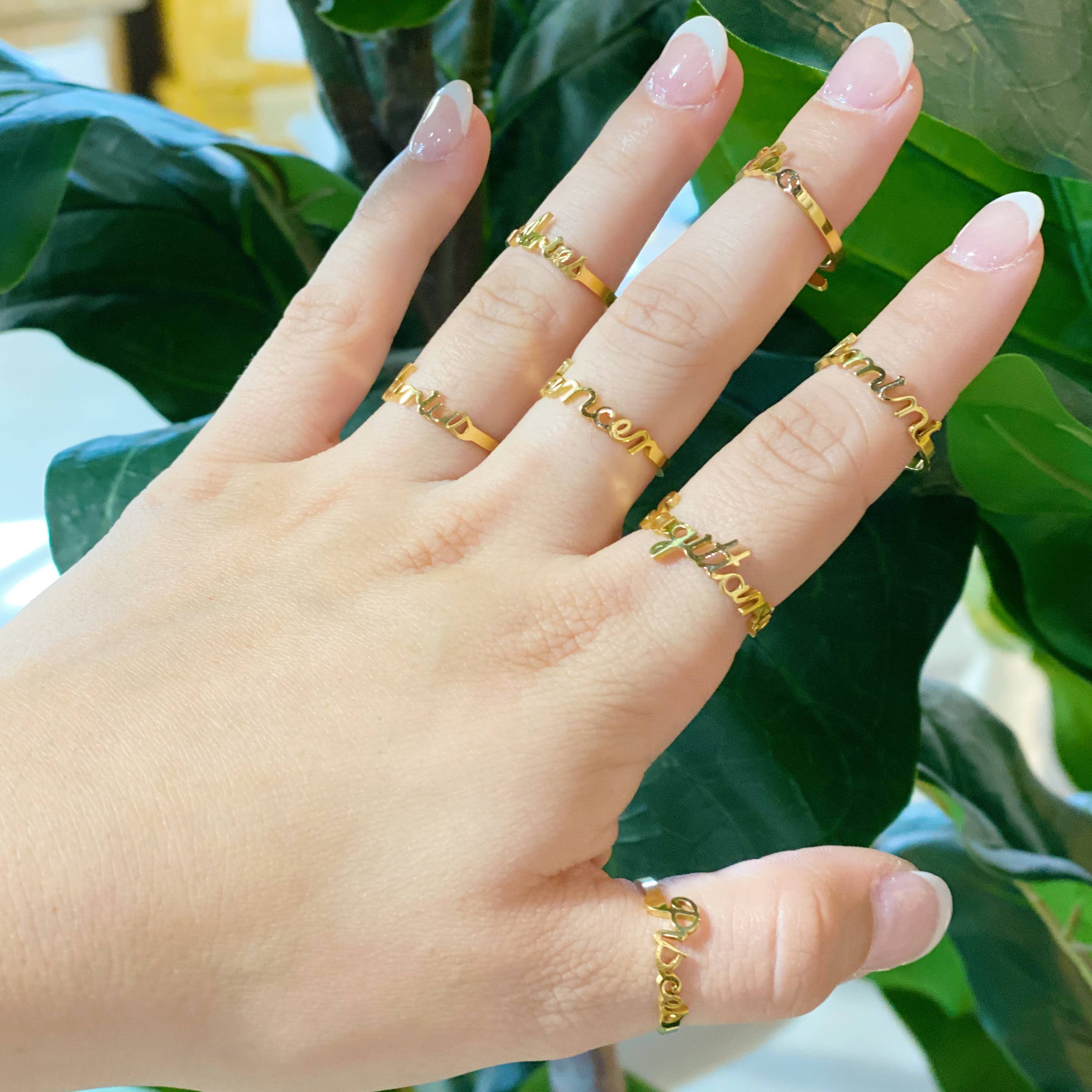 Ellison+Young - Wholesale Band/Stacked Ring - Scripted Zodiac Ring4