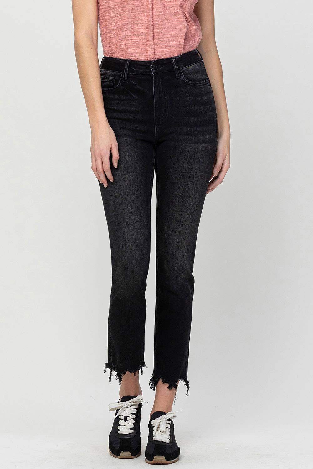 VERVET, Distressed High Rise Flare Jeans, Dark Blue, T5421-24 at   Women's Jeans store