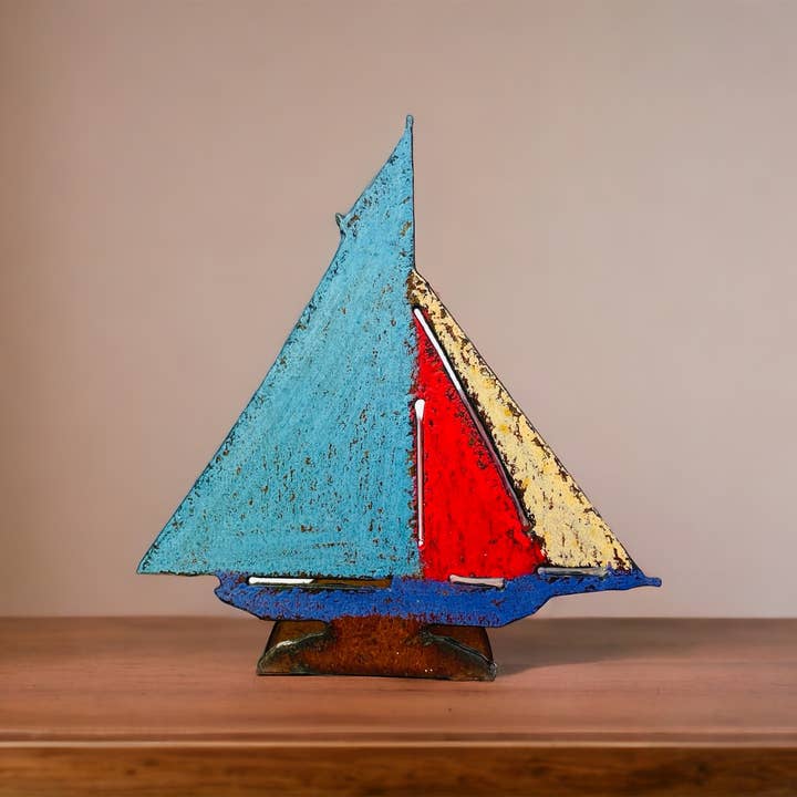 Whimsies - Wholesale Decorative Tabletop Object - Sailboat standing nautical desk decor coast beach lake gifts