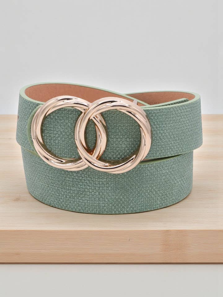 Double Twist Ring Buckle Textured Belt for wholesale by Mint & Shine
