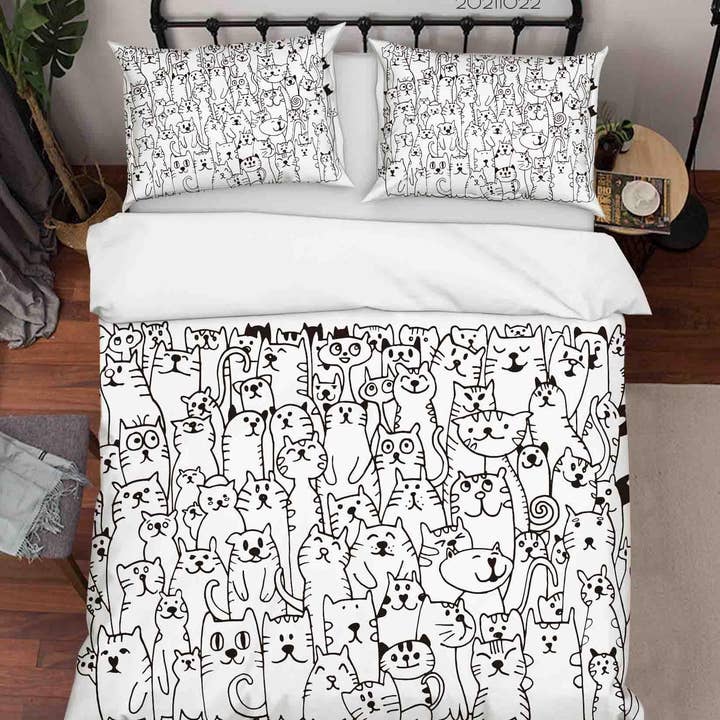 3D Cartoon Animal Cat Graffiti Quilt Cover Set Bedding Set Duvet Cover Pillowcases 30 for wholesale by Jess Art Decoration
