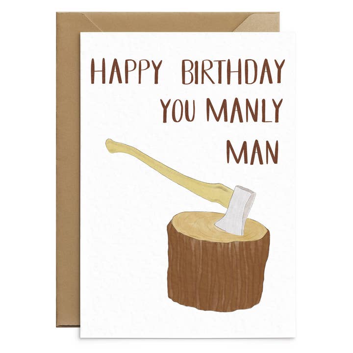 Carte d'anniversaire Manly Man pour la vente par Poppins & Co.
