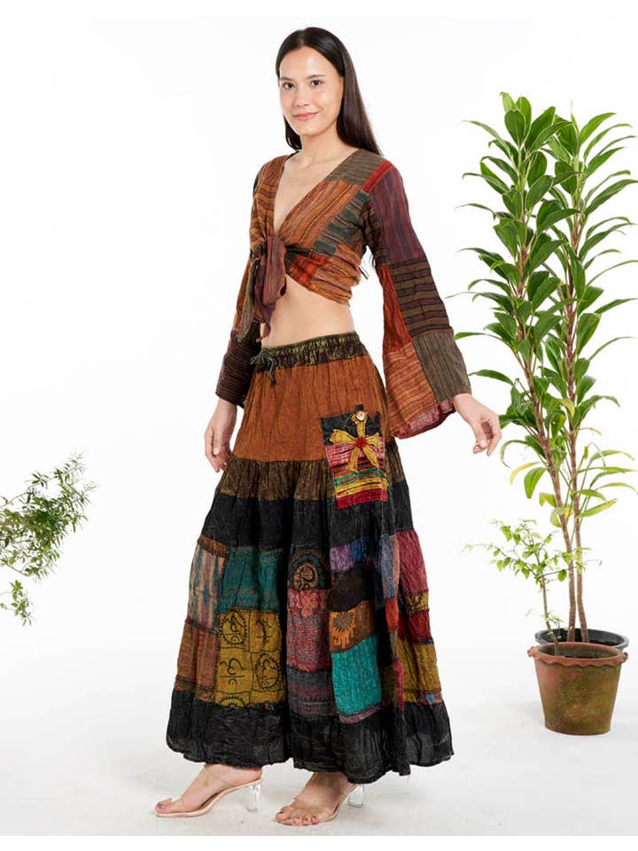Assorted Color WOMENS CLOTHING-COTTON LONG SKIRT WITH SIDE POCKETS(TH-1824) for wholesale on Faire