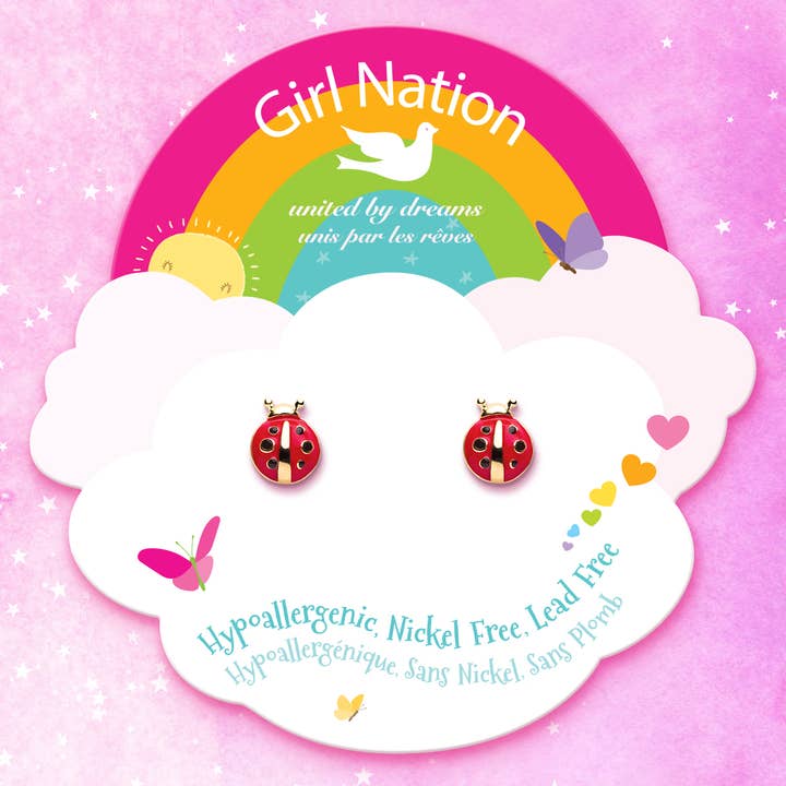 Girl Nation - Wholesale Earrings - Kids - Little Ladybug | Cutie Stud Earrings for Girls
1