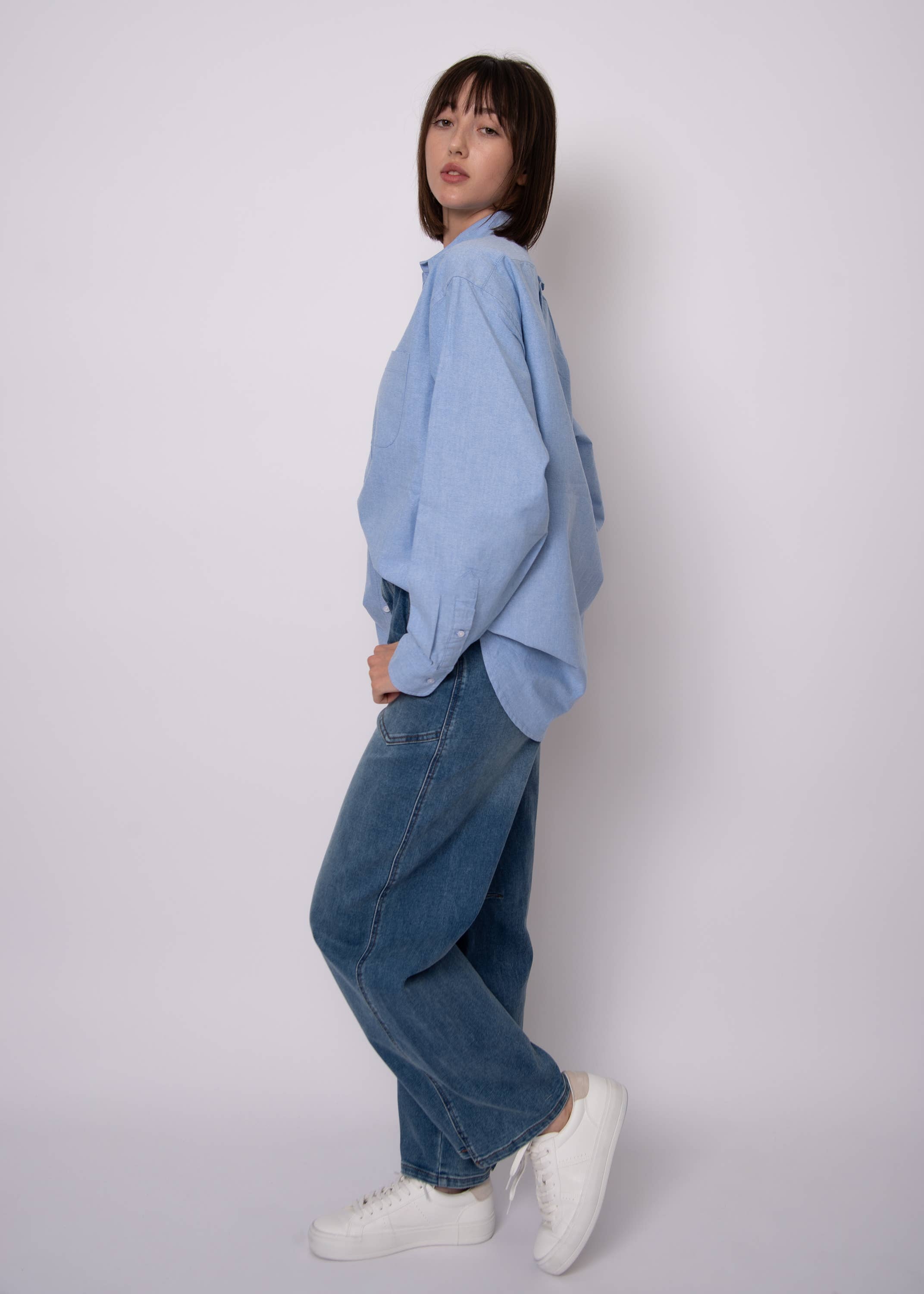 RD Style - Wholesale Button Down Shirt - Women's - PADME OXFORD LS SHIRT- 57W156S1