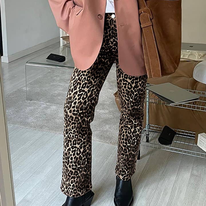 Leopard Print HighWaist WideLeg Pants Spring 2025 for wholesale on Faire8