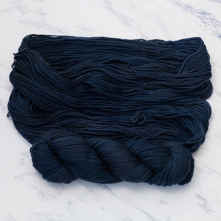 Hand Dyed Yarn in Colorway: Denim Dark for wholesale by Lauritzen Dyed Fibers