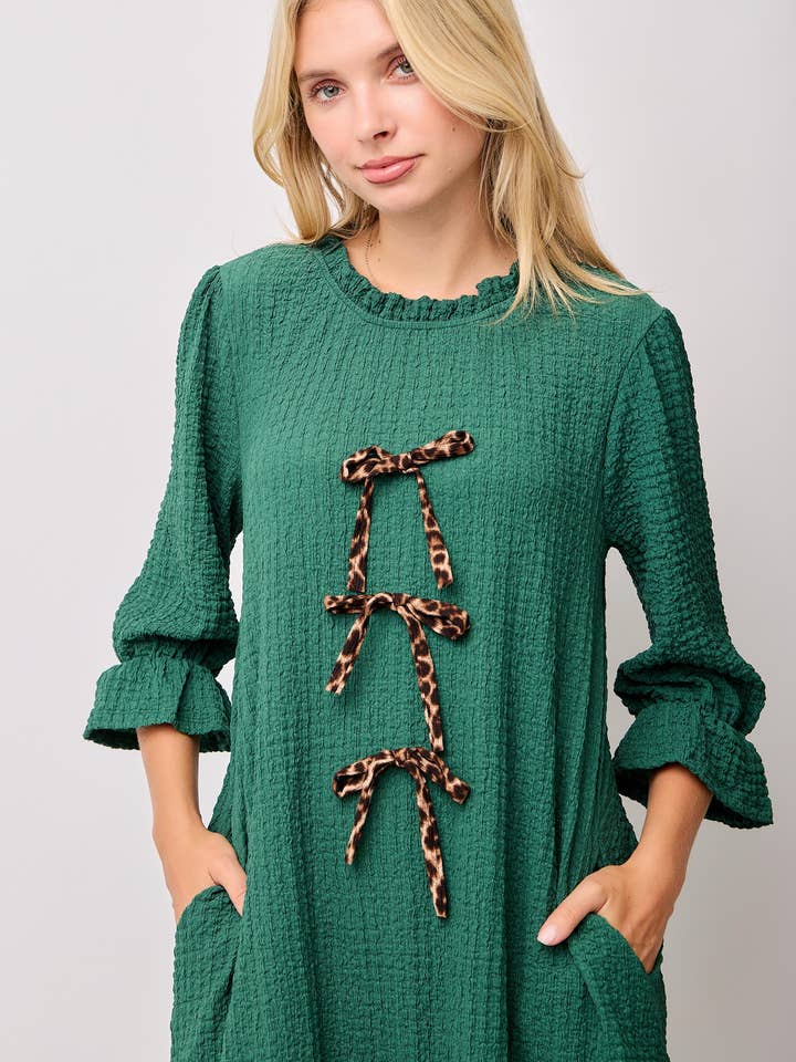 Celeste Clothing - Wholesale Dress - Women's - WOMEN'S PLUS SIZE MAXI DRESS -LEOPARD CONTRAST AND BOWS 5