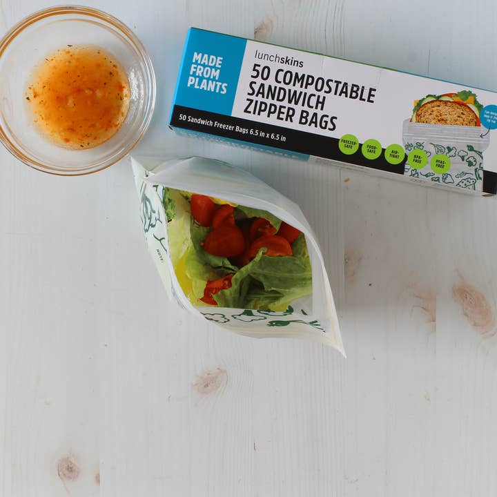 Lunchskins - Wholesale Food Storage Wrap/Bag - Compostable Freezer-Safe Sandwich Ziptop Bags 50ct4