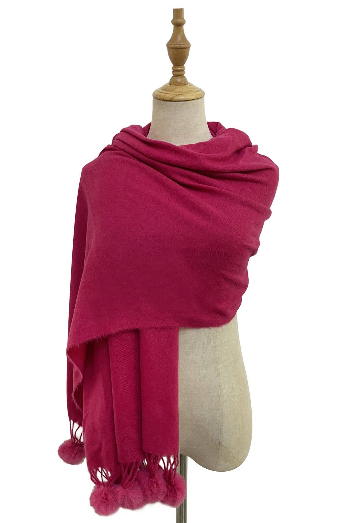 Fashion Scarf World – wholesale Scarf – Women's – Plain Wool Pom Pom Scarf4