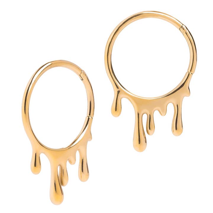 Porte-boucles d'oreilles Drippy dorés (paire) pour la vente par Custom Plugs