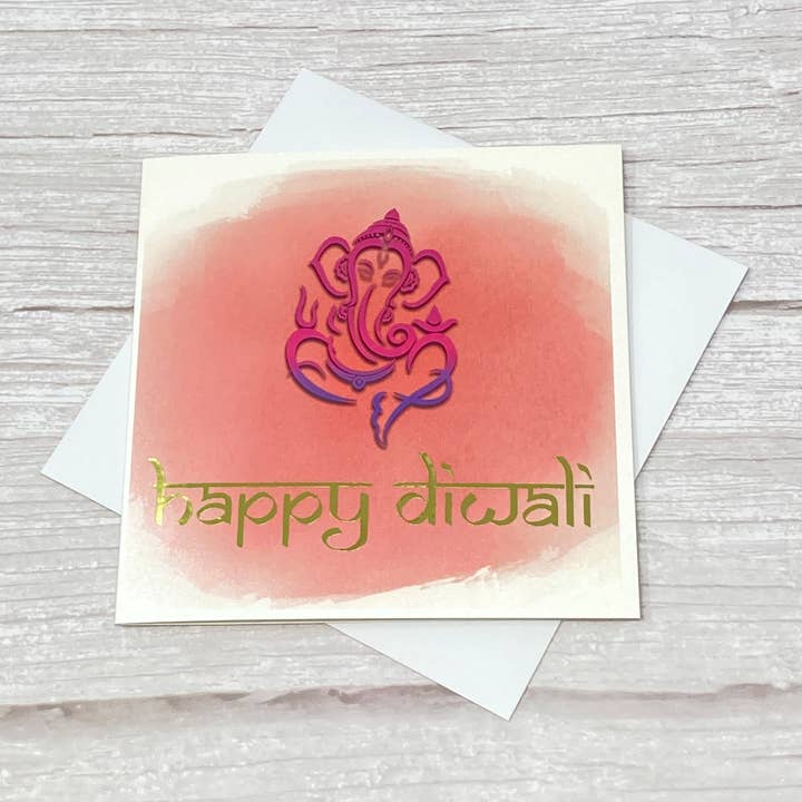 Ganesh Happy Diwali card | Red for wholesale by CraftyAniShop