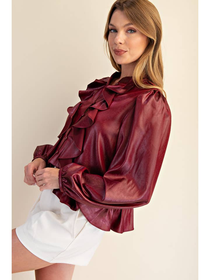 Glam - Wholesale Blouse - Women's - Long Sleeve Ruffle Top14