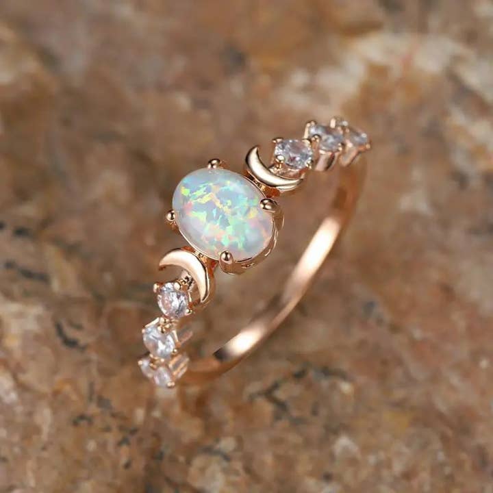 Ashlen - Wholesale Ring met meerdere stenen - RING MET OPAAL MAANSTEEN