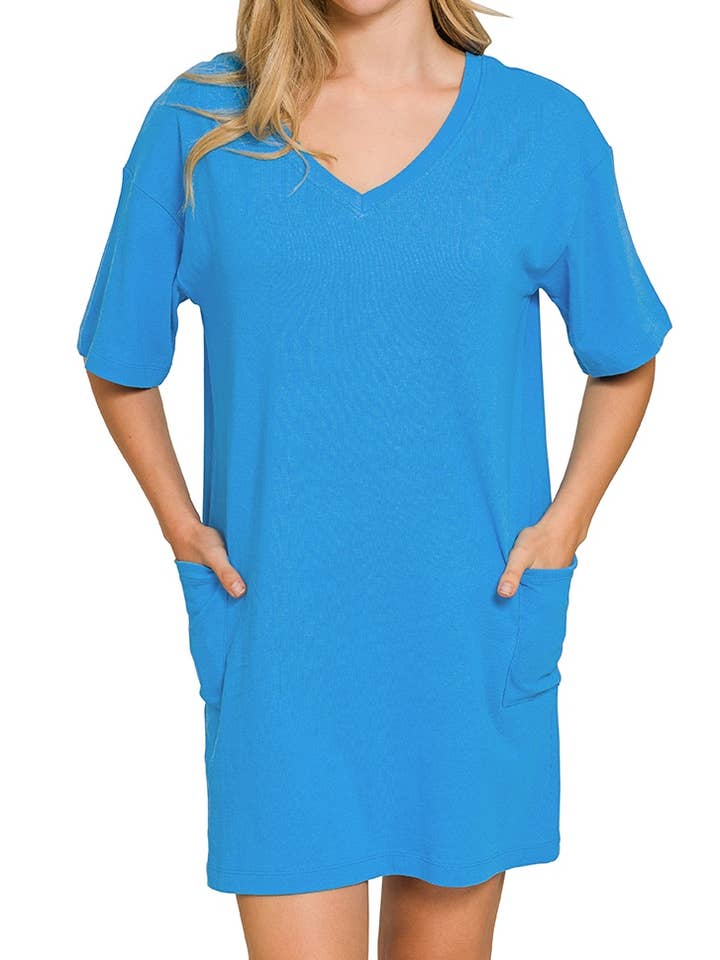 Tvåvägs V- och Scoop-hals Reversibel T-shirtklänning för wholesale av Vanilla Monkey