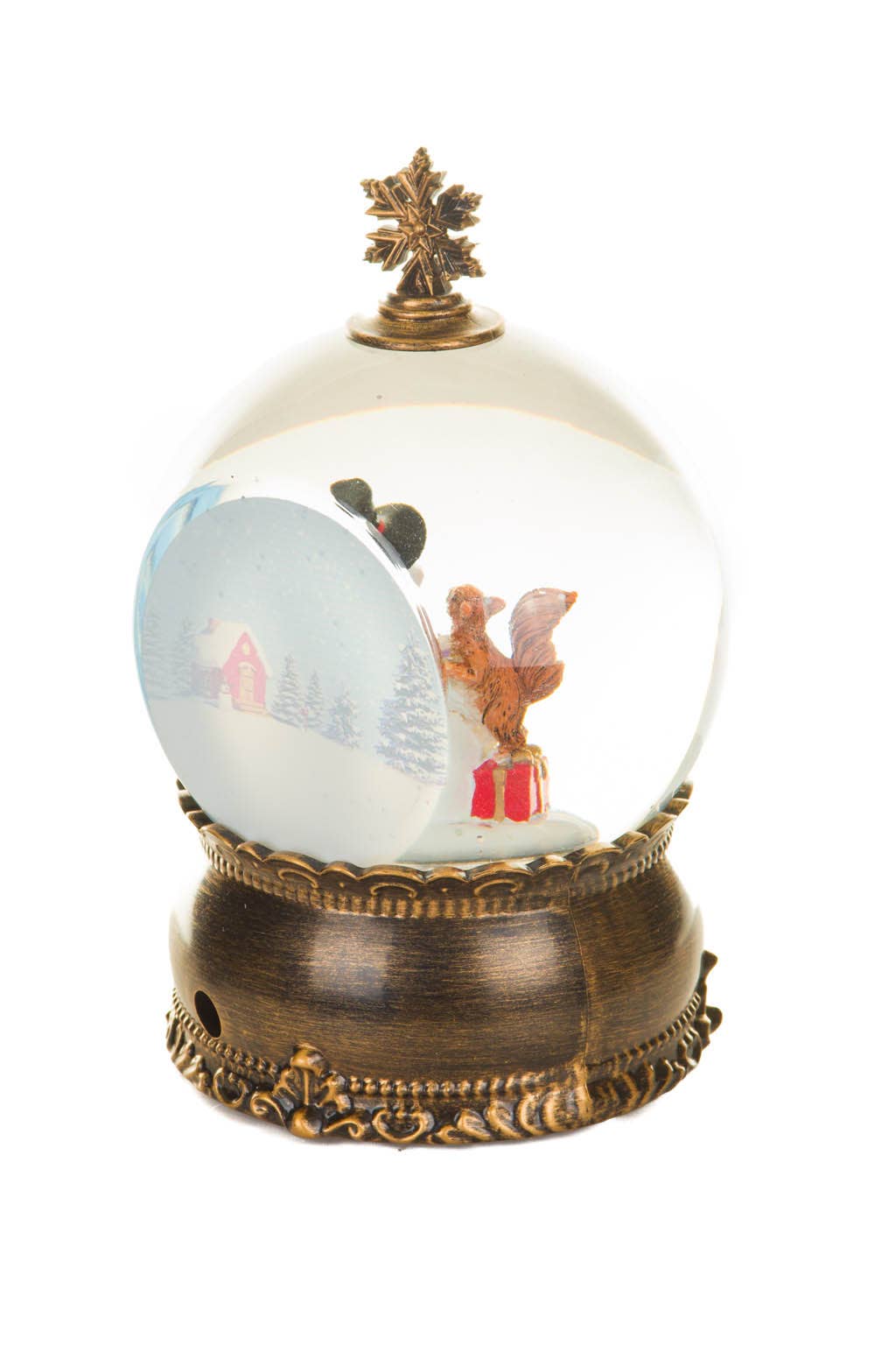 Starlight Collection - Wholesale Snow Globe - Brass LED Bauble Snow Globe with Snowman2