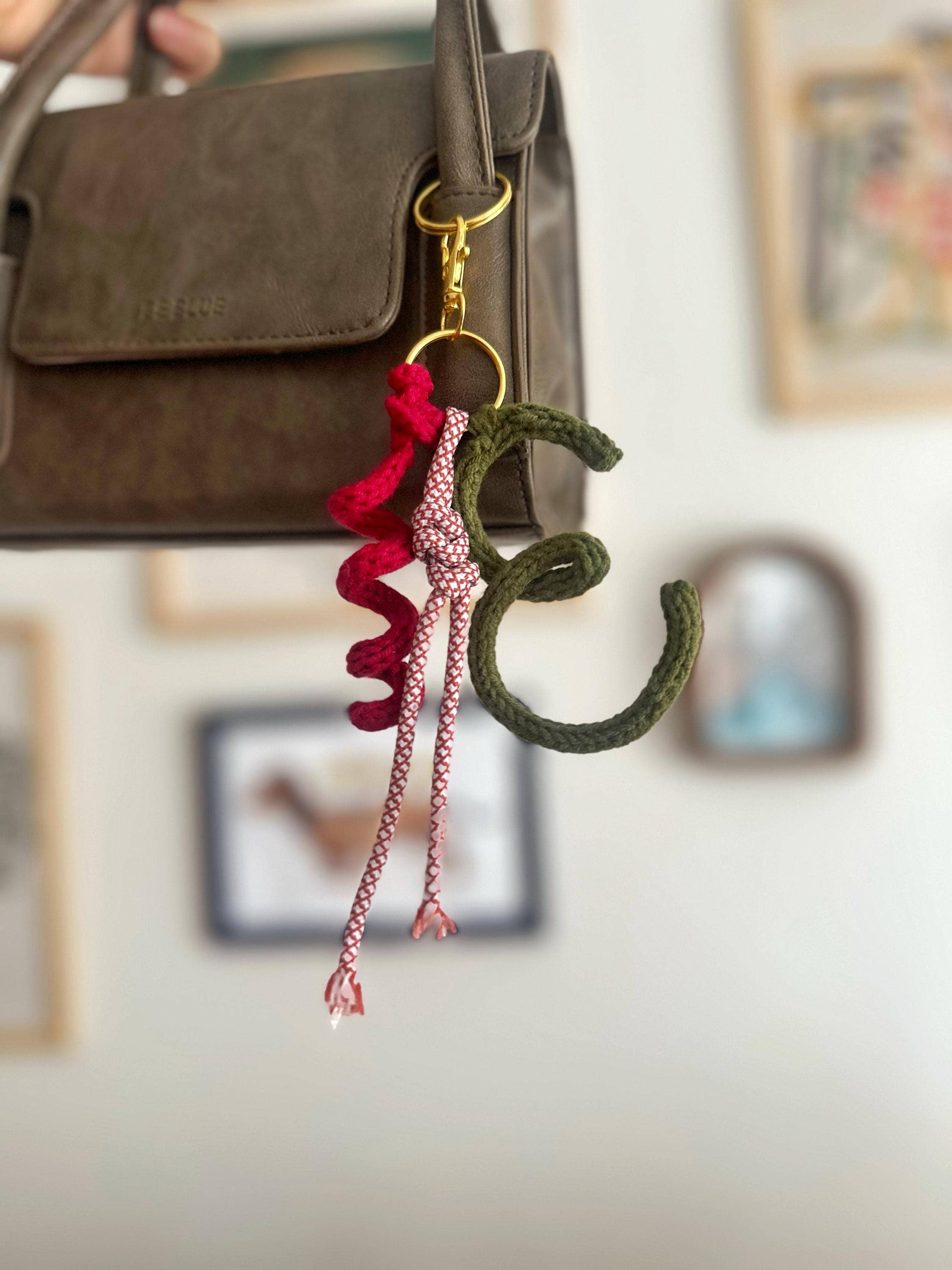 Honey Art and Nature – wholesale Keychain – Women's – Handmade Crochet Initial Bag Charm Custom Keychain #28