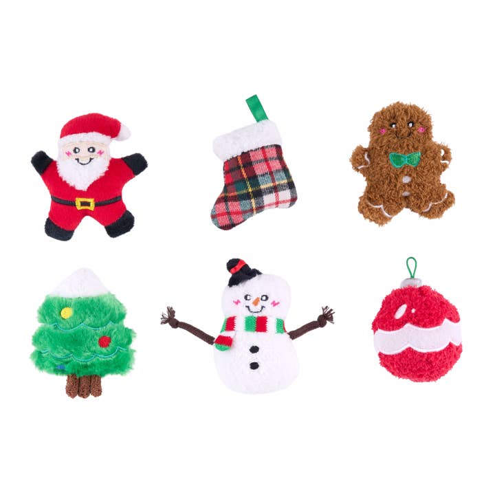 Miniz 6-Pack - Holiday Cheer - Christmas Dog toy for wholesale by ZippyPaws