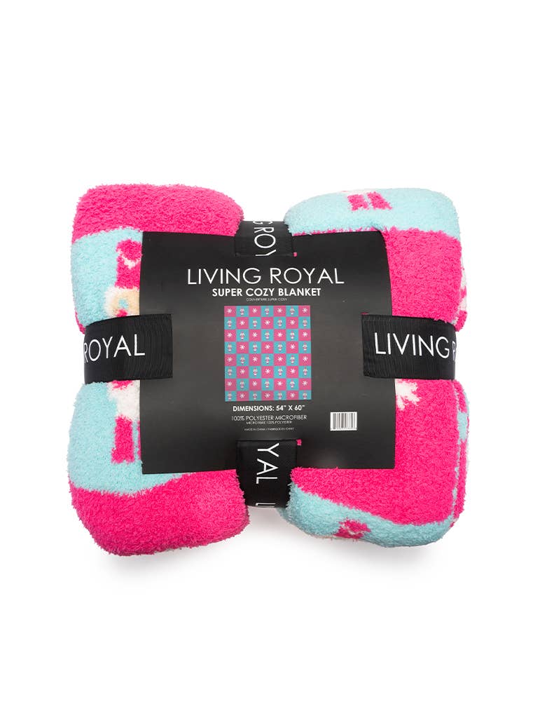Living Royal - Wholesale Throw Blanket - Throw Blanket - Checkered w/ Nutcrackers & Snowflakes - Pink1
