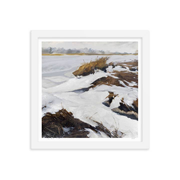"Tidal Marsh" Framed Art Print, Coastal Neutral Tones for wholesale by Walker T. Roman