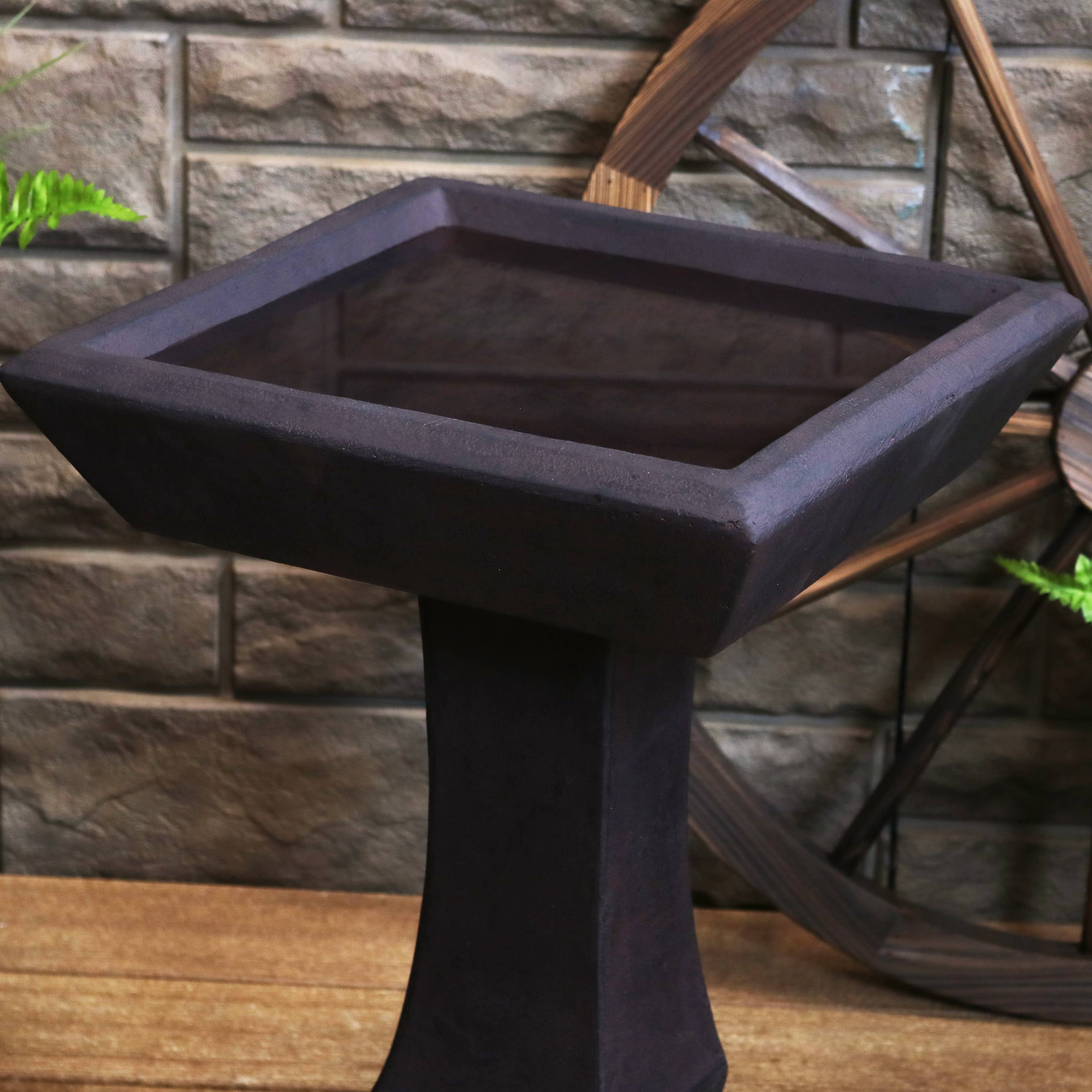 Sunnydaze Decor - Wholesale Bird Bath - Modern Glass Fiber Reinforced Concrete Bird Bath - Brown10