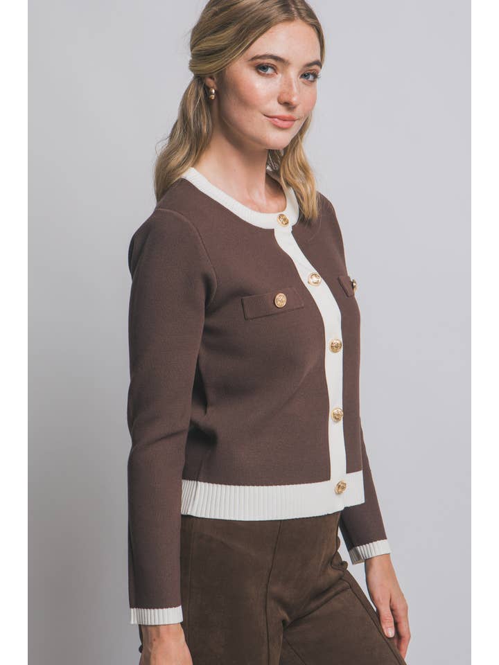 MOCHA ...0902 Knitted Cardigan Jacket With Jewel Buttons SI-28715 for wholesale on Faire2