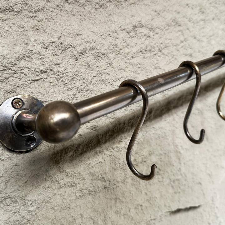 Oil Rubbed Bronze Wall Mounted Pot Rack With Hooks for wholesale by Artihand