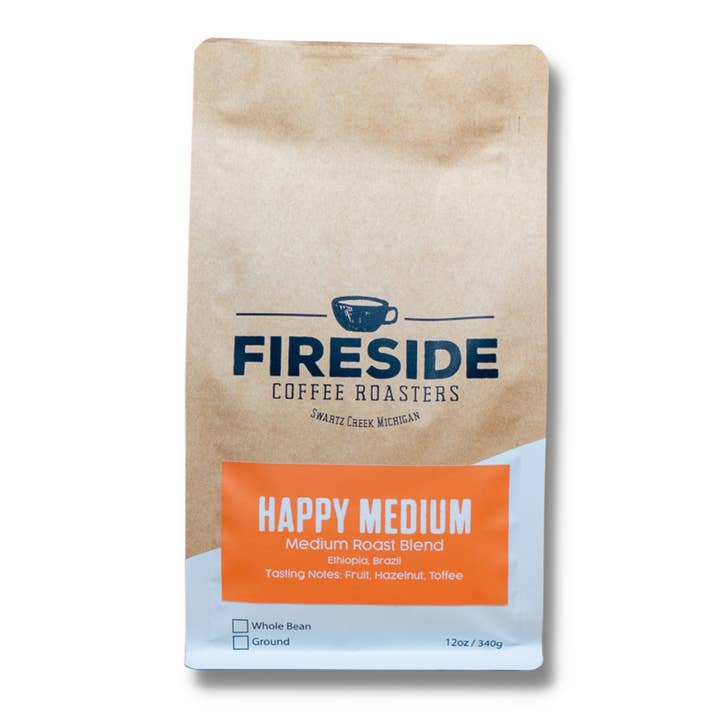 Fireside Coffee Co. - Vente Grains de café - Sac Happy Medium Coffee 12 oz2