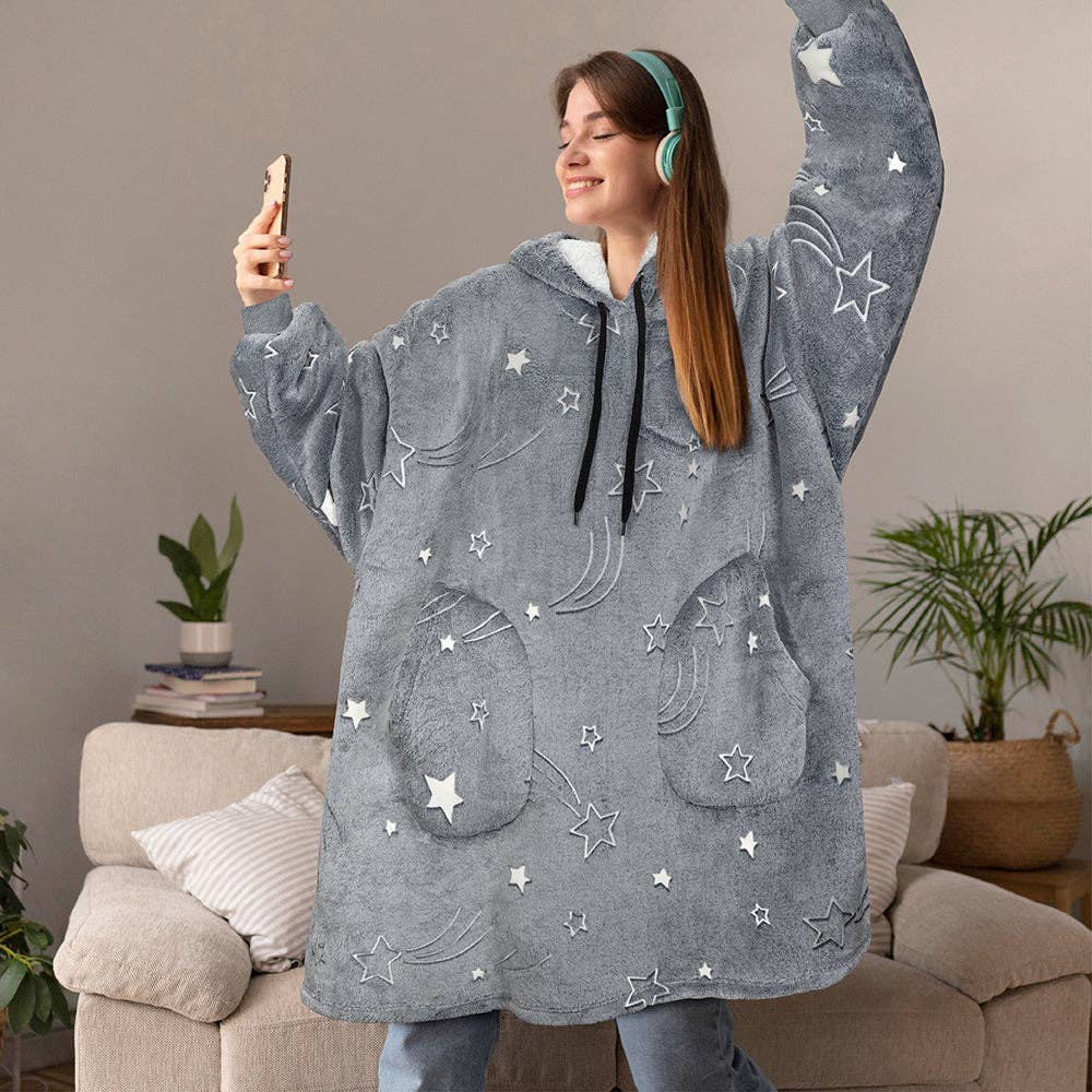 Pavilia - Wholesale Hoodie - Women's - Chest Pocket Sherpa Hoodie Blanket - Patch Pocket (Regular / Long)33