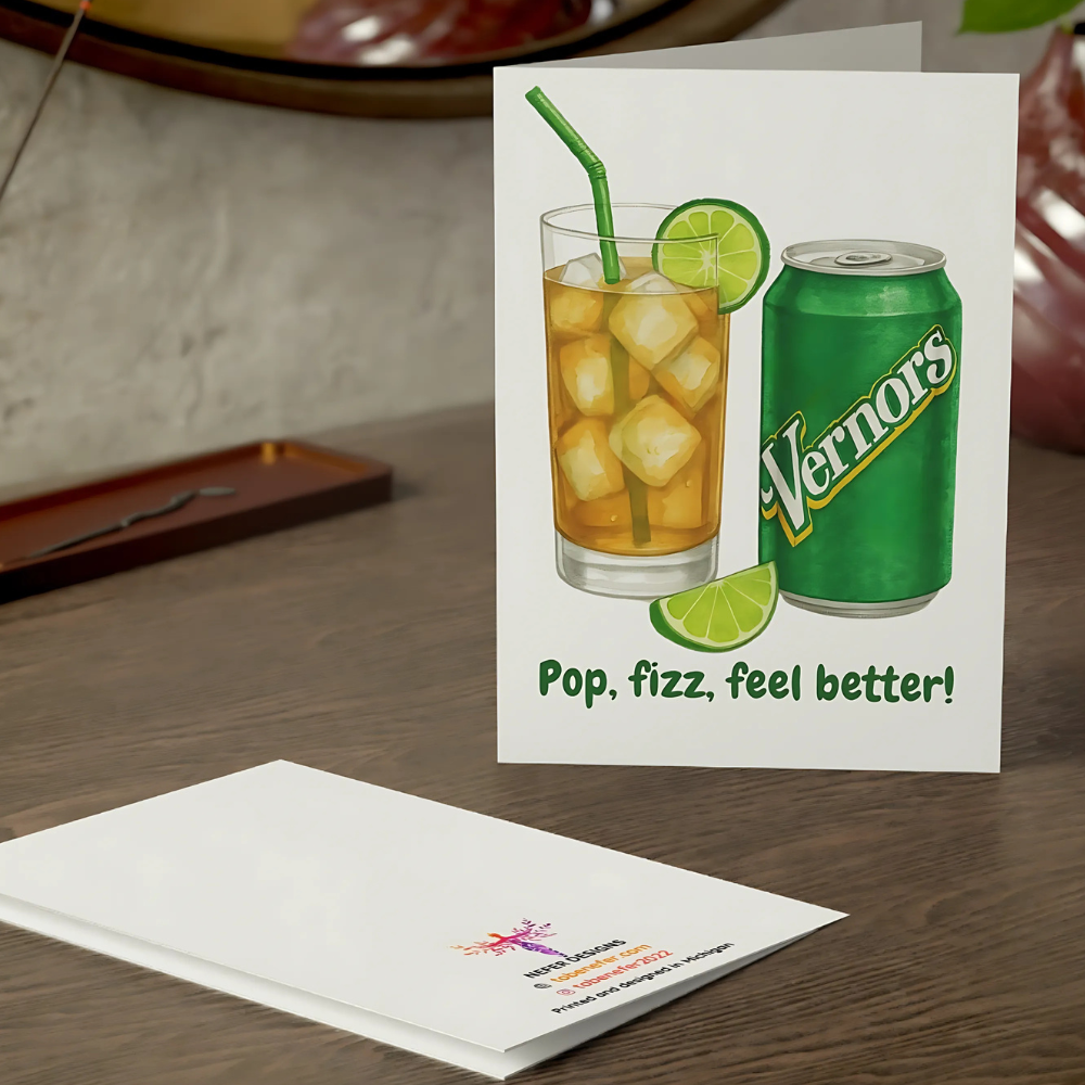 Nefer Designer Candles & Home Decor - Wholesale Everyday Greeting Card - Pop, Fizz, Feel Better - Vernors | Feel Better Michigan Card1
