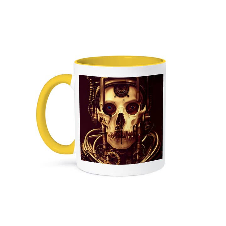 3dRose - Wholesale Coffee Mug - 3dRose, Dark fantasy steampunk skull and mechanical, electronic gear art, Mug