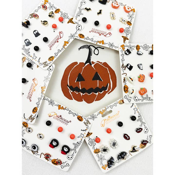 MIX COLOR Cute Halloween Theme Earring Set for wholesale on Faire6