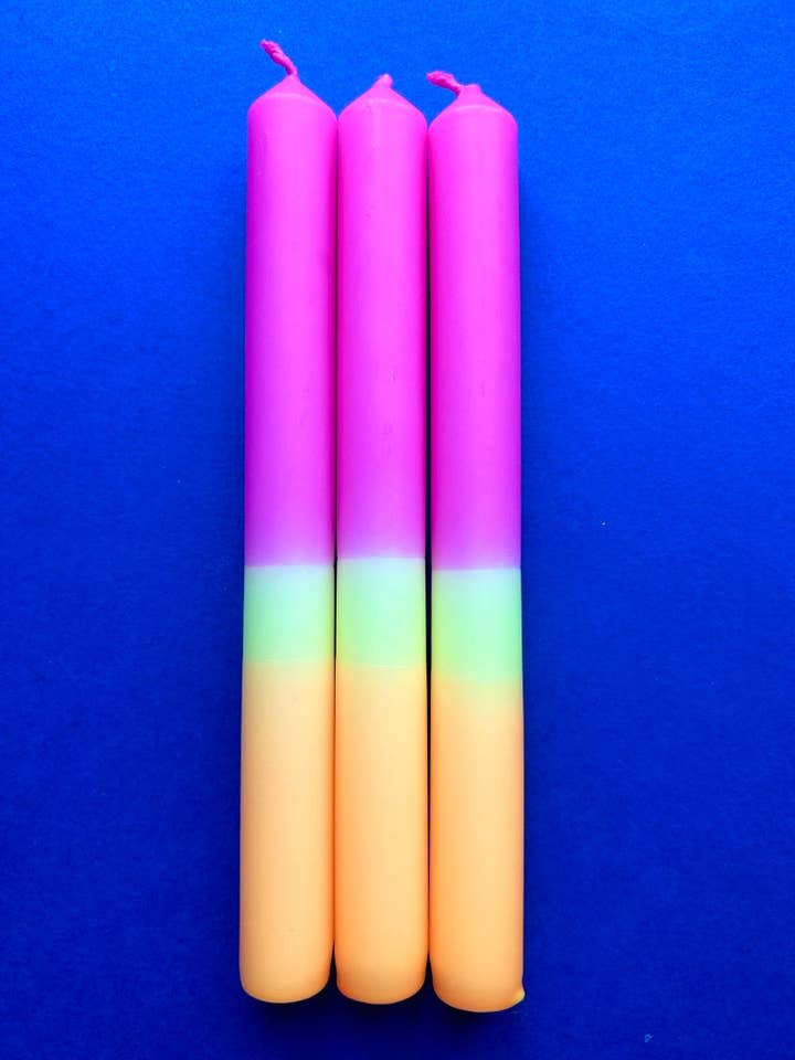 TEQUILA SUNSET - Dip Dye Dinner Candle Trio for wholesale by The Colour Emporium