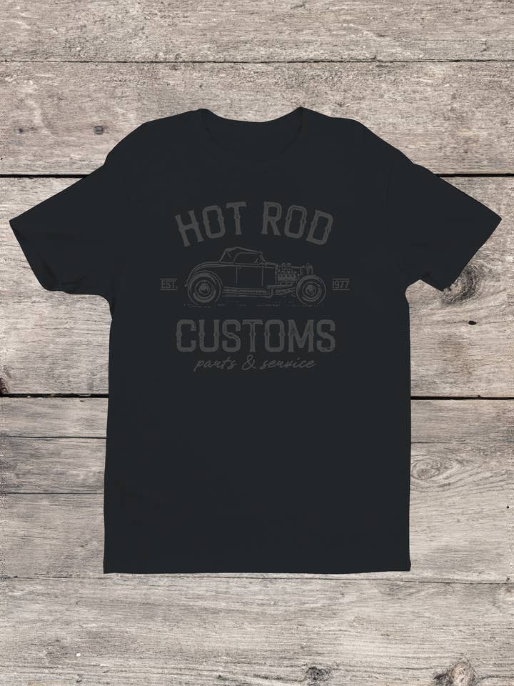 Vintage Hot Rod Customs Logo 1977 Men's T-shirt for wholesale by Swift Retail