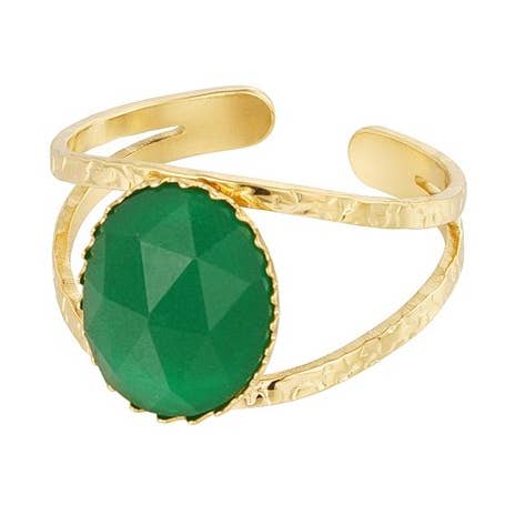 Sansira Jewelry - Wholesale Cocktail/Statement Ring - Gold Plated Natural Stone Ring0