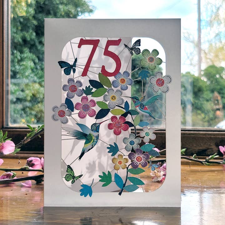 Age 75 Humming Bird Birthday Card for wholesale by Forever Cards Ltd