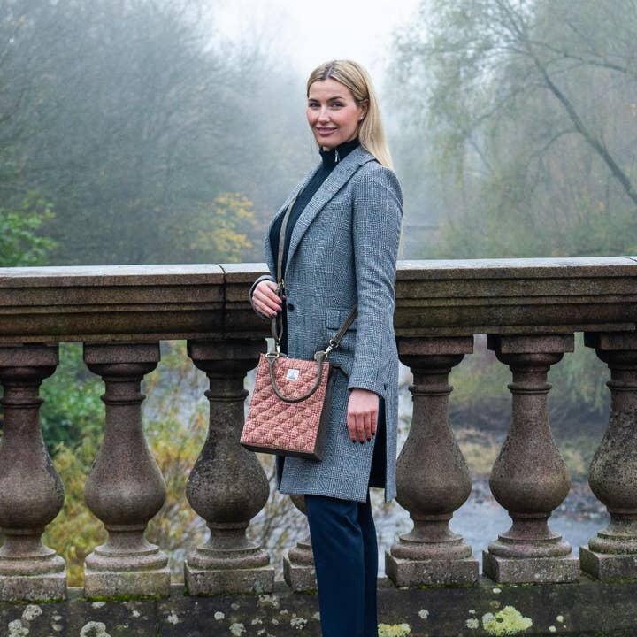 Harris Tweed Quilt Mini Tote Bag Country Maple for wholesale by maccessori