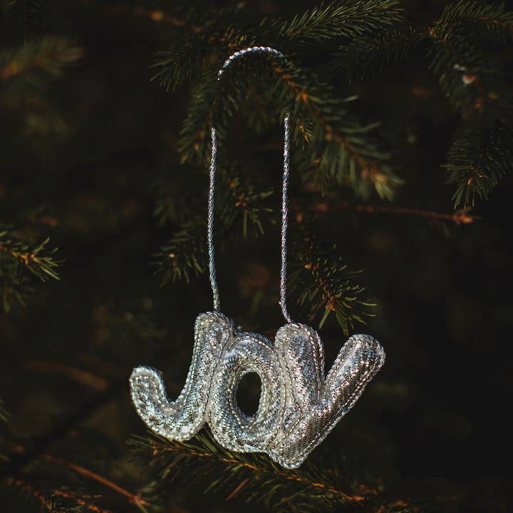 Silver Embroidered 'Joy' for wholesale by Moult